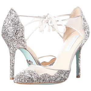 Betsey Johnson Stela glitter wedding heels shoes